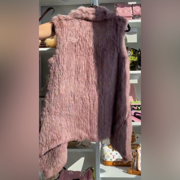 Love Token Mauve Angora Fur Vest Jacket - Picture 12 of 12